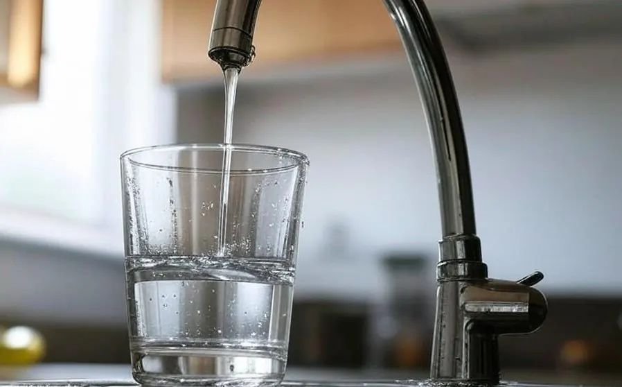 Racionamiento de agua en Bogotá: regresa la restricción desde el 7 de enero 1 Agua cayendo en un vaso desde el grifo de la cocina