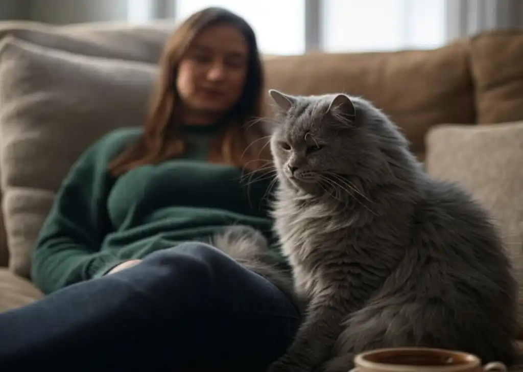 Día del Gato 2026: 5 Curiosidades que Todo Amante de los Felinos Debe Saber 3 Gato gris con su humana