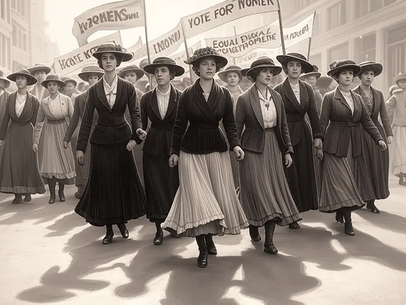El Día Internacional de la Mujer: Una Fecha para Inspirar y Transformar 2 Mujeres marchando en 1908, origen del Día Internacional de la Mujer.