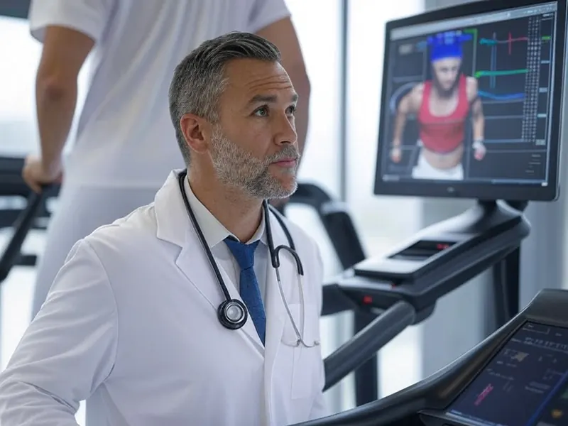 La importancia De Los Médicos Deportivos en el Fútbol Profesional: Lecciones del FC Barcelona 2 Médico deportivo evaluando el rendimiento físico de un futbolista mediante pruebas especializadas