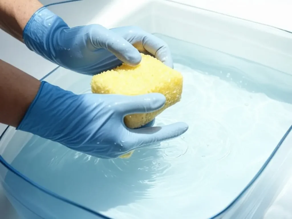 Esponja de cocina: un nido de gérmenes que podría estar enfermándote 2 Desinfectando una esponja de cocina con cloro